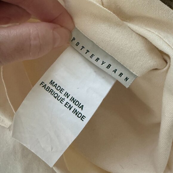 Pottery Barn Embroidered Floral Pillow Covers 23.5" x 23.5" Cotton Linen Beige - Picture 6 of 9